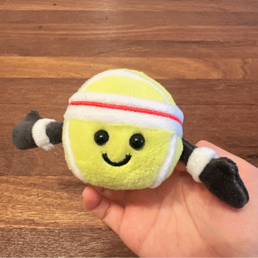 Tennis Ball Plush Keychain with Headband Cute Sport Bag Charm Gift New
